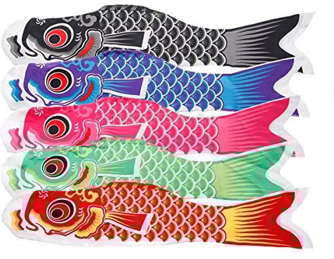 Ulable - Bandera de Cinco Colores para Carpas, Estilo japonés, 5 Colores x 55 cm