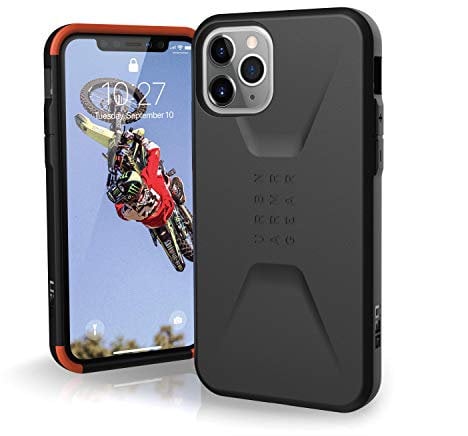 Urban Armor Gear Civilian Hülle Apple iPhone 11 Pro (5.8) Schutzhülle (Wireless Charging kompatibles Cover, Sturzfeste Handyhülle, Ultra Slim Bumper) - schwarz