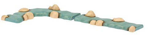 THUN - Set mit 1 Stück Fluss gerade und 1 gekrümmt - Klassische Krippe - Keramik - 13 x 5,6 x 2 cm H und 15 x 5,6 x 2 cm H
