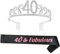 byou Compleanno Crown,Strass Corona Diadema 40 Anni di Compleanno Strass Corona Diadema con Satin Sash per Feste di Compleanno