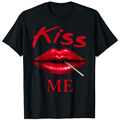 Kiss ME Kussmund Roter Lippenstift Konzert Festival Disco T-Shirt