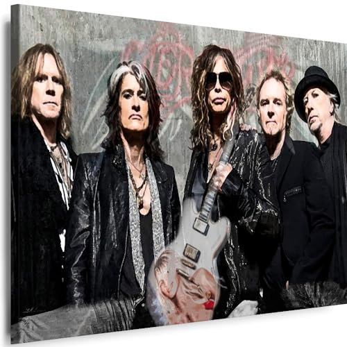 Myartstyle - Bilder Aerosmith Band 70 x 50 cm Leinwandbild Xxl - Wandbild 1 Teilig - Gerahmter Kunstdruck Musik w-s-2059-14