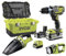 R18PDBL-252VLT - Taladro atornillador de percusión sin escobillas de 18 V, aspirador – Lámpara – 2 baterías de 5,0 Ah y 2,0 Ah – 1 cargador rápido – R18PDBL-252VLT