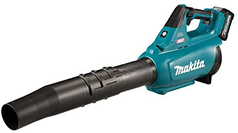 Makita UB001GD201 40V Max Li-ion XGT Brushless Blower Complete with 2 x 2.5 Ah Batteries, Charger and Interchangeable Adapter Set, Blue