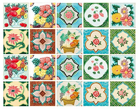 20 Pezzi Adesivi Decorazioni Piastrelle Stickers Design Adesivi Murali Impermeabile PVC Autoadesivo Decorazione Adesivi per Bagno Cucina Parete (10x10 cm, Stile-11)