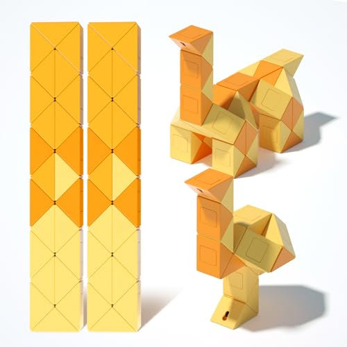 GAN Twist Magic Snake, 48 Wedges 3 Colors Magnetic Fidget Cube Puzzle with Magnets Montessori Sensory Toy Brain Teaser Game for Kids Teens