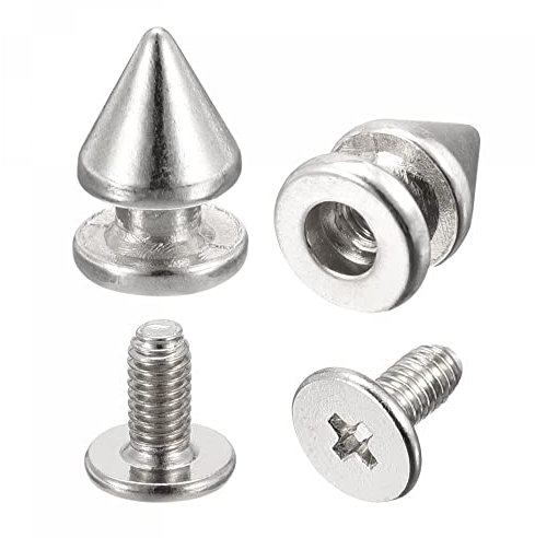 sourcing map 20 Sets Schraubbolzen Nieten Spitzen Zinklegierung für DIY Silber Ton 8x12mm