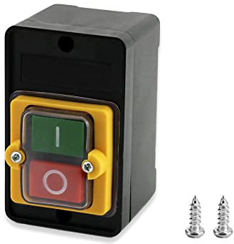 QWORK® Interruptor de Botón Pulsador AC 220V/380V 10A Interruptor de Botón de Encendido/Apagado para Equipo Mecánico