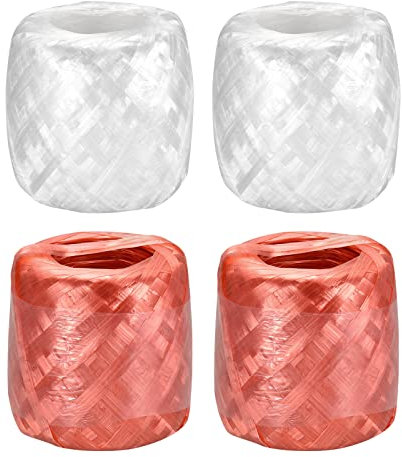 sourcing map Poliéster Nylon Plástico Cuerda Cordel Doméstico Atado para Embalaje Jardinería Artesanía, 250m Longitud, Rojo, Blanco Paquete de 4