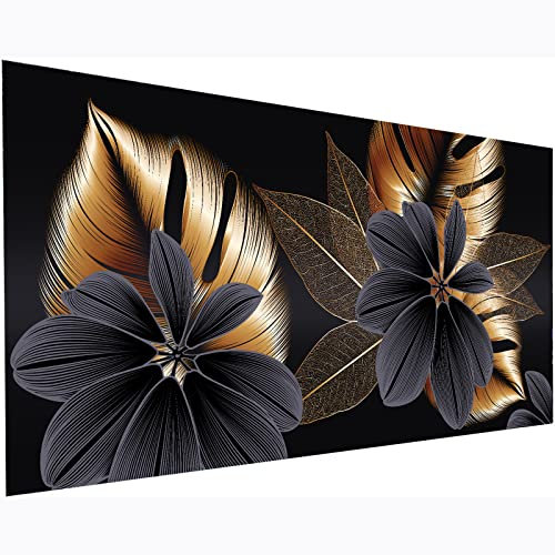 Aapxi Erwachsene Blumen 40x80cm - 5D Diamond Painting Set XXL Gold Blatt - Diamant Painting Bilder als Geschenk für Weihnachten Geburtstag Einweihungsparty Haus Dekor