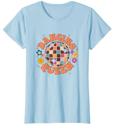 Dancing Queen Disco Bride 70’s Bachelorette Damen Retro Party Disco T-Shirt Weiß S Crew-Ausschnitt Kurzarm Sommer 1 Count 0 Taschen ohne Dehnung Erwachsene T-Shirt
