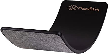 MEOWBABY Balance Board Kinder – Wobble Board Montessori 80x30cm – Balancierbrett mit Filz für Kinder Indoor – Balancebrett aus Holz, Schwarz