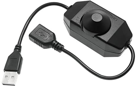 Maxmoral - Regulador de intensidad de tira LED (5 V, CC, USB hembra a macho, con interruptor giratorio para tira de luz LED (negro)