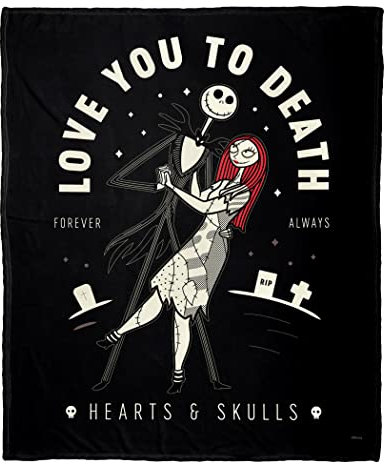 NORTHWEST Nightmare Before Christmas Silk Touch Überwurfdecke, 127 x 152,4 cm, Love 2 Death