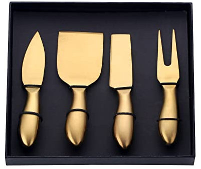 4 Pezzi Set Coltelli Formaggio Acciaio Inossidabile Affetta Formaggio Taglia Burro Coltello Pizza Forchetta Kit Coltery Spatola Torta con Confezione Regalo (Color : 5)