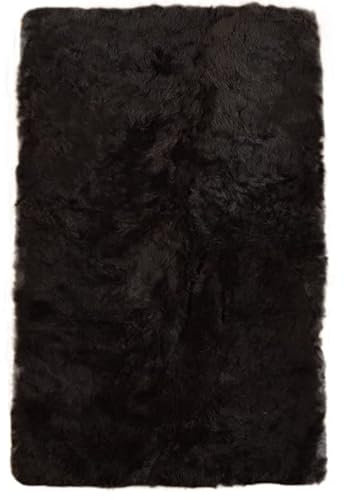generisch Island LAMMFELL Teppich SCHWARZ Natur KURZWOLLIG CA. 180 x 120 cm Fell Teppich AUS 4 Island LAMMFELLEN