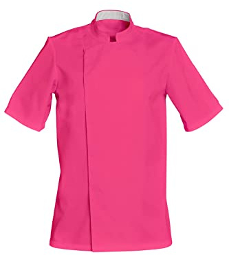 SNV Veste cuisine manche courte col officier fermeture pressions cachées poche stylo homme femme cuisinier chef restauration