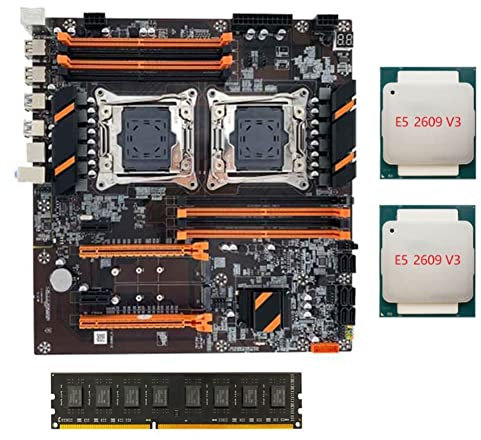 SRMAN X99 Dual CPU Scheda Madre LGA2011 Supporto DDR4 ECC Memoria Scheda Madre con 2XE5 2609 V3 CPU+DDR4 4GB 2133Mhz RAM Kit di Ricambio