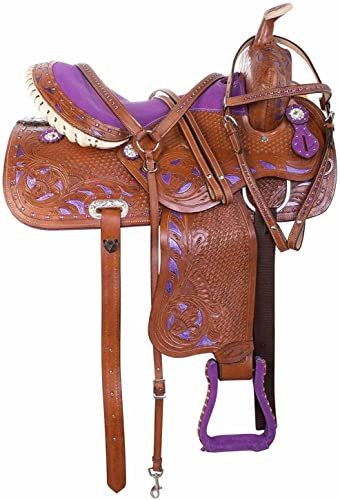 WILD RACE Premium Westernleder-Pferdesattel, Wildledersitz/Premium Western Leather Horse Saddle Suede Seat (14)