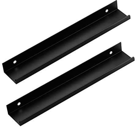 Maniglie a scomparsa Pomello per porta invisibile in lega di alluminio per guardaroba Armadio da cucina Maniglia per armadietto Maniglie per cassetti con bordo delle dita Nero 2 pezzi (Lunghezza