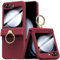 XIIICASE for Galaxy Z Flip 5 Case with Ring Holder Hinge Protection Hard PC Screen Protector Full-Body Protection Anti-Scratches Anti-Fingerprint Slim Case for Samsung Galaxy Z Flip 5 (Burgundy)