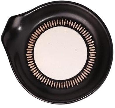 Soulnioi Spoon Rest Ceramic Spoon Holders Utensil Rest Stand Kitchen Counter Rest for Spoons, Tongs, Spatula - Black