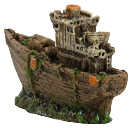 FONDOTIN Aquarium Schiffswrack Dekoration Aus Umweltfreundlichem Harz Miniatur Piratenschiff Ornament Für Aquarien Robuste Und Stabile Landschaftsdekoration Für Süßwassertanks