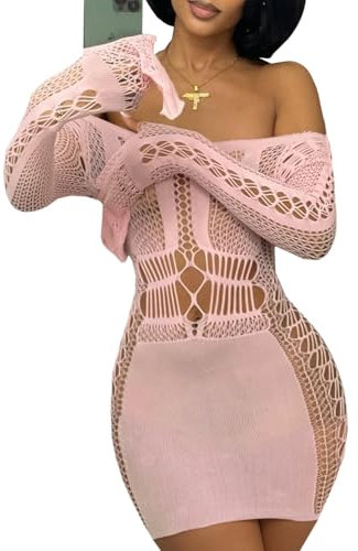 Buitifo Femmes sous - vêtements Robe Combinaison Pyjama Party Club Tight Mini Robe(Rose ZJQ,M)
