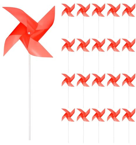 sourcing map 50pcs Windmills for the Yard Garden 15 x 7.5 4 Leaves Pinwheels Wind Mills Spinners Windproof Waterproof Bird Devices with Stakes for Patio Decor, Red