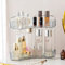 Bingobang Makeup Organiser Corner Trays, 2 Tiers Skincare Cosmetic Organizer Acrylic Large, Storage Tidy for Lipstick, Nail Care, Perfume, Brush, Vanity Dresser, Bedroom, Kitchen, Bathroom(Grey)
