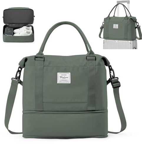 HYC00 for Ryanair Cabin Bags 40x20x25 Expandable Underseat Easyjet Cabin Bag 45x36x20 Carry On Hand Luggage Travel Bags with Wet Pocket,Hospital Holdall Weekend Overnight Bag for Women,Army Green