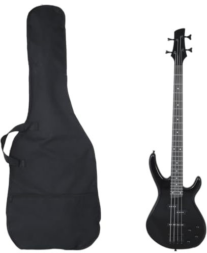 vidaXL E Bass für Anfänger, Elektrische Bassgitarre mit Tasche, Gitarre Guitar Zubehör, Musikinstrument Komplettset, Schwarz 4/4 46