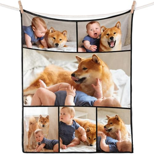 iDIY Personalisierte Decke Mit Foto - Kuscheldecke Baby Fotogeschenke, Geschenke für Babys, Haustiere - 6 Fotos 30x40in