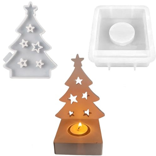 ALEFBET Silikonformen Gießformen, Silikonform Kerzenhalter, Silikon Gießform Kerzenhalter, Silikonformen Kerzenhalter,Gipsformen zum Gießen (Weihnachtsbaum)