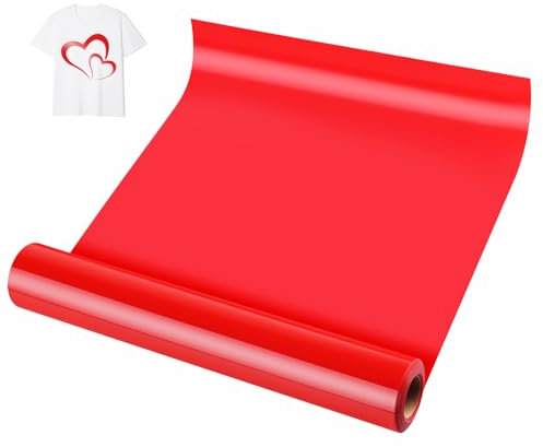 KEWUZY Plotterfolie Textil Scharlachrot, 30.5cm × 5m Heat Transfer Vinyl Flexfolie Rollen, Transferfolie Plotter Flexfolie für Eisen Heiße Presse, T-Shirts & Mehr Stoffen, DIY Muster