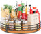 Lazy Susan Drehteller-Organizer aus Eichenholz, 30,5 cm, für Schrank, Küche, Arbeitsplatte, Esstisch, Speisekammer, Schrank, Badezimmer, Café, Bar, Aufbewahrung, Gewürzregal, Heimdekoration