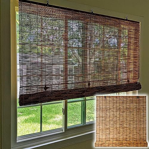 Natür Bambus Rollo Jalousine Bambus Sichtschutz Rollo Bambusrollo Breit Retro Schilf Vorhang Wetterfest Sonnenschutz Rollo Für Terrasse Balkon Vorhang Bambus Outdoor,160 x 300 cm