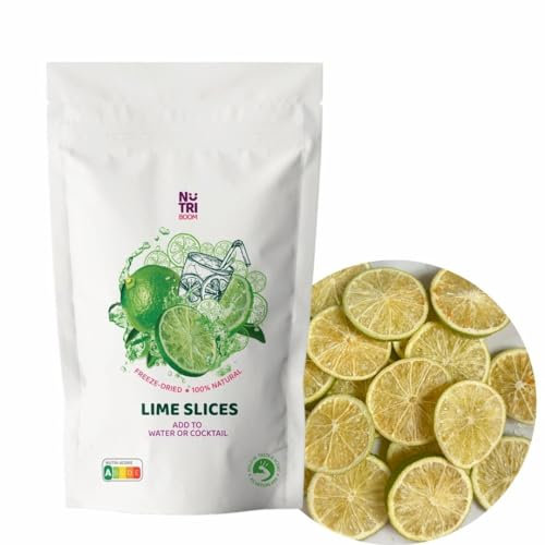 Freeze Dried Lime Slices (Fette di lime liofilizzate) - 100% Natural, Tart & Zesty, Perfect for Snacking and Cocktails, Decorating Drink, Infused Waters (50g pack)