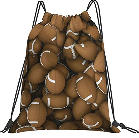 Richugui Ball Drawstring Backpack American Footballs Drawstring Bags Sports Gym Bag For Women Men Backpacks Swim Bag For Beach