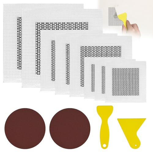 TAIHOBO Wand Reparatur Patch, 8 Stück 2/4/6 Zoll Aluminium Wandreparatur Patch Selbstklebendes, Trockenbau Reparatur Patch Reparaturset mit Schleifpapier und Schaber, für Reparatur Rissen Löchern