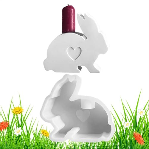 Dottduya Osterhasen-Statuenform, Osterhasen-Silikonform | Kerzenständerform | Kaninchen Tier Zement Gips Epoxidharz Silikonform, Teelicht Kerzenhalter für Harzguss