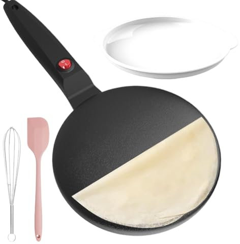 lyanny Crepera Eléctrica, Crepera Instantánea con Mango Antiadherente, Crepera Eléctrica Instantánea Antiadherente De 20 Cm, Control Automático De Temperatura, Fácil Limpieza