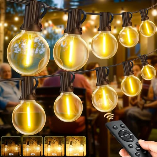 Ghirlanda LED Esterno con Telecomando, 45M - 147FT Lampadine G40 Dimmerabile, IP44 Resistente alle Intemperie Luce Calda Lampadina Ideale per Giardini Terrazze Balconi Matrimoni e Feste