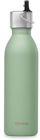 QWETCH - Bouteille Isotherme Active Vert Tilleul 600ml - Gourde avec Bouchon Sport - 24h Froid et 12h Chaud - Etanche, Sans BPA & Compacte