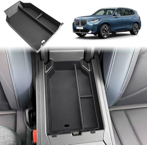 GAFAT Compatible con BMW X3 G45 2025 2026 Consola Central Caja de Almacenamiento, X3 2025 Plug-In Hybrid xDrive Reposabrazos Organizador, con Alfombrillas Antideslizantes, Lavable, Accesorios X3 G45