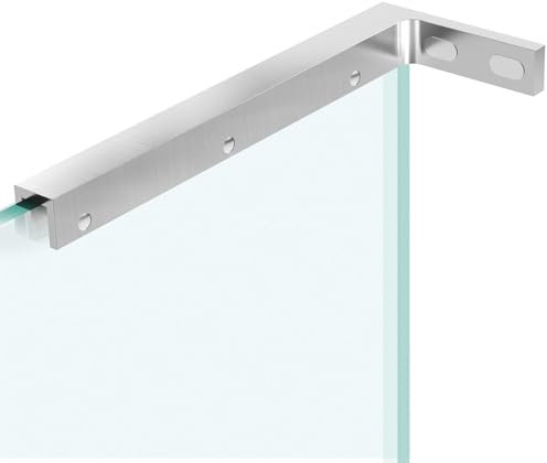 LukLoy Feste Glashalterung, Wand-an-Glas-Duschstützstange, L-förmige Stabilisator-Montagehalterung für 8-12 mm Duschpaneele (Bürste, Glas links)