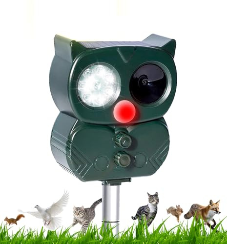 Katzenschreck, Maulwurf Vertreiber, Ultraschall Tiervertreiber, Solar Katzenabwehr für Garten, Abwehr Wasserdicht mit Bewegungsmelder, Stoppen von Katzen, Ratten, Vögel, und Andere, 5 Modi