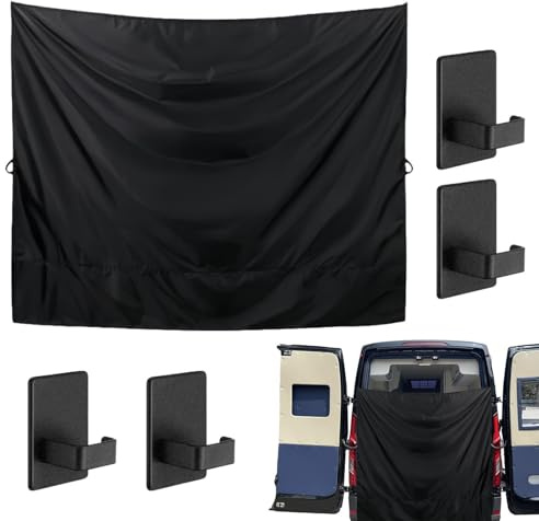 Van Dusche Vorhang | Van Hinteretür Duschvorhang für Heckklappen mit magnetischen Haken - 86.6 * 71 Zoll /183 * 163 cm 420D Oxford Tuch Wiederverwendbarer Sichtschutz Mit Sonnenschutz Für Camping