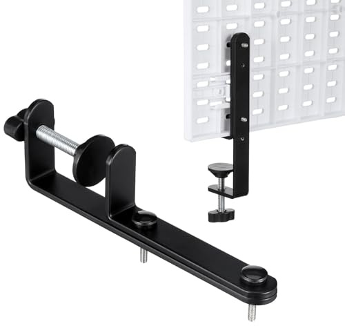 2 Stück Lochplatten Schreibtisch aus Eisen Befestigungsklemme, Schwarz | Universeller Befestigungsbeschlag, Stabile Tischkante ohne Bohren, Vielseitige Lochwand Schreibtischhalterung