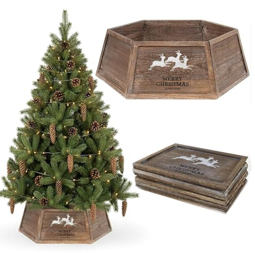 COIL Weihnachtsbaumrock, Weihnachtsbaumdecke Weihnachtsbaumabdeckung, Weihnachtsbaumständer, Baumrock Weihnachten, oval, rechteckig, Durchmesser ab 56 cm (Braun, Durchmesser 66)
